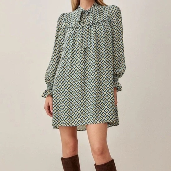 Reformation Cyril Mod Mini Dress in Green Mosaic Size M EUC - Picture 11 of 11